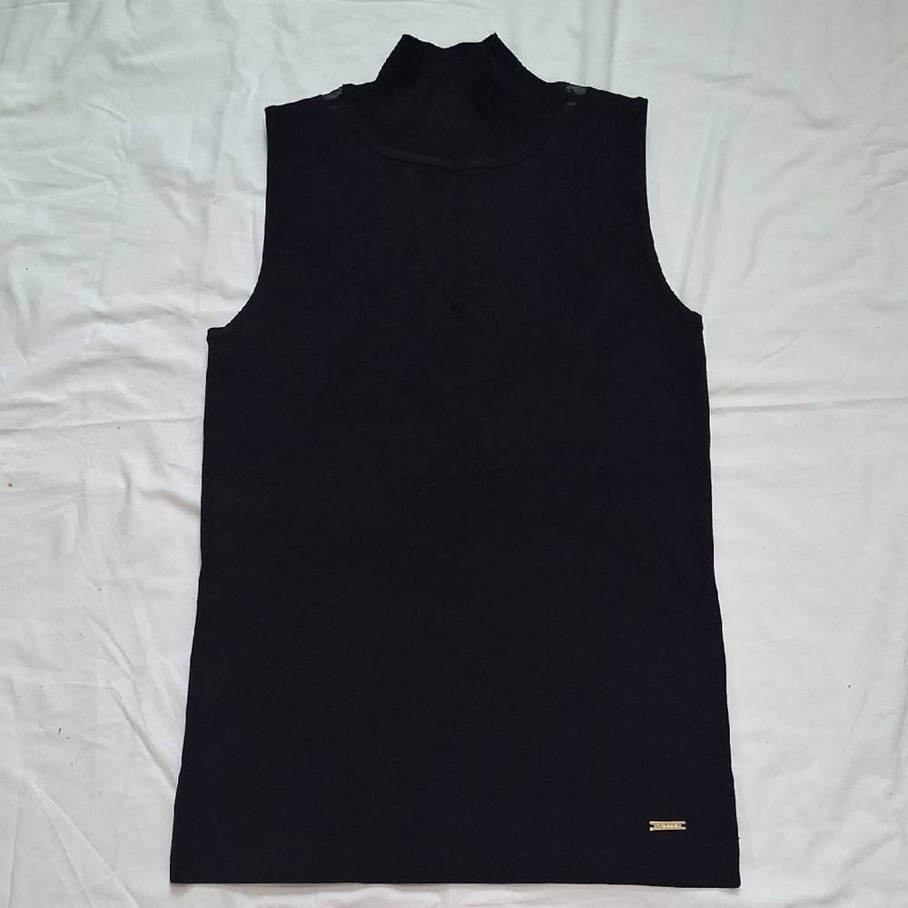 T Tahari Black Fitted Sleeveless Tank Top